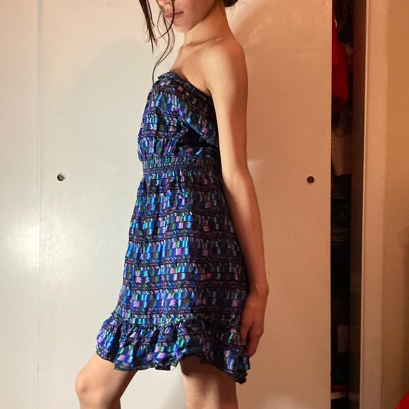 Summer Bohemian Blue Multi Smocked Beach Dress Small - Picture 2 of 7